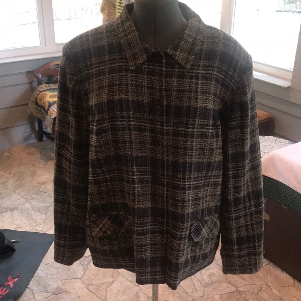 Sag Harbor Black and Olive Plaid Blazer Size 18